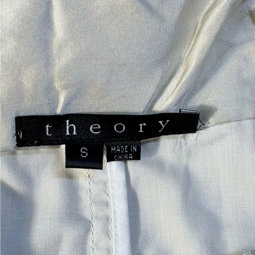 Theory Pearlized Utility Jacket Hidden Hood Adjustable Waist Cinch Ivory~S🧡